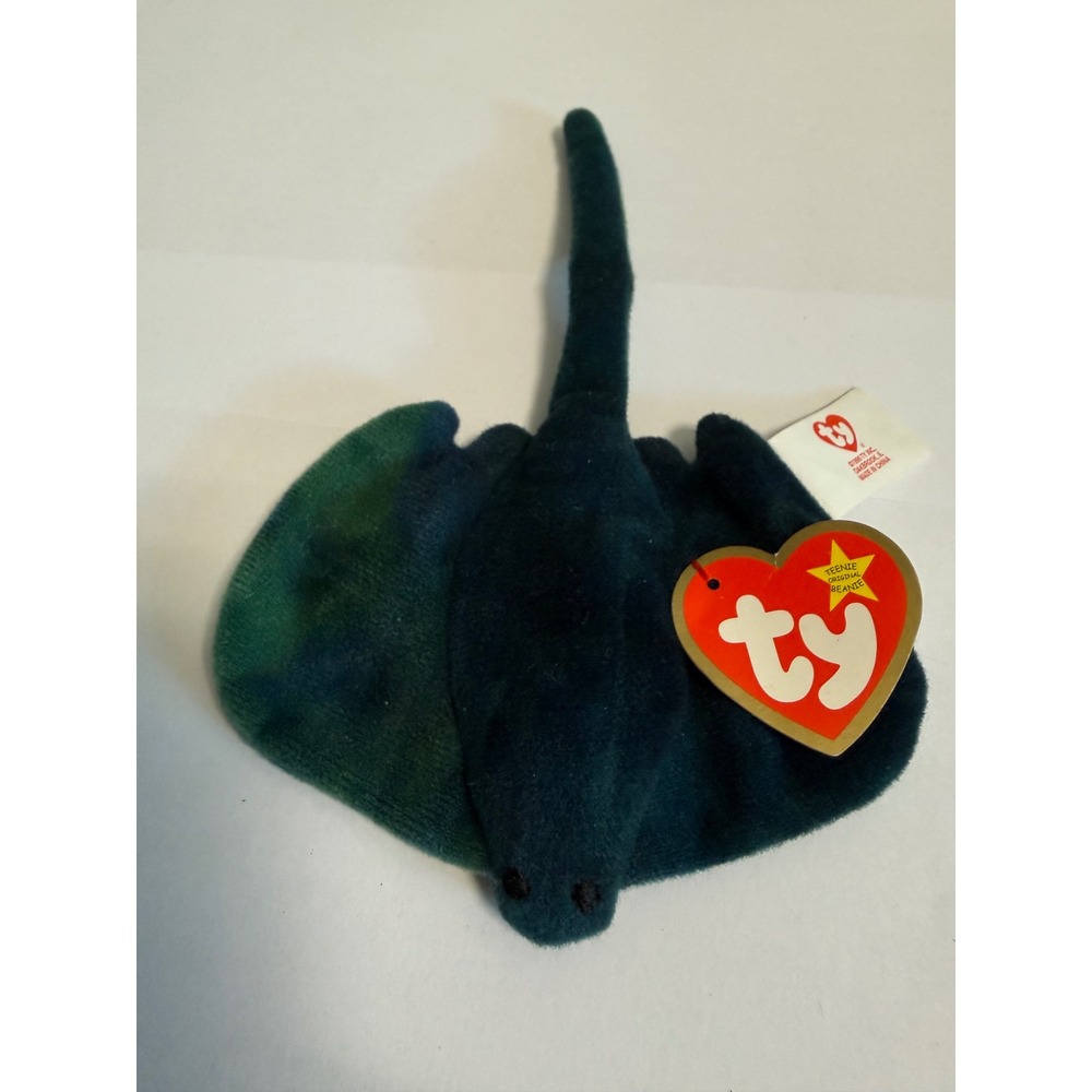 Ty Teenie Beanie Baby Stingray 1999 McDonalds Plush Toy Teal Green Sea Animal